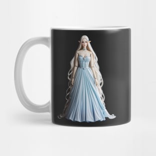 Pretty Realistic Plastic Doll, Fairy in Blue Dress, Elf Doll Mug